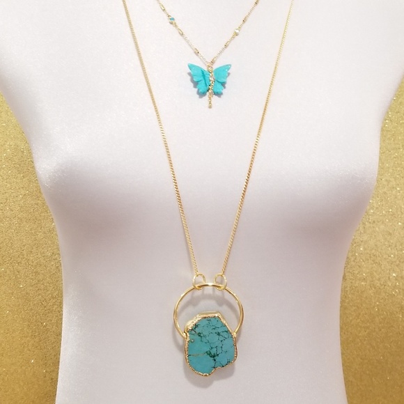 Eleonorajewels Jewelry - Irregular raw turquoise long necklace